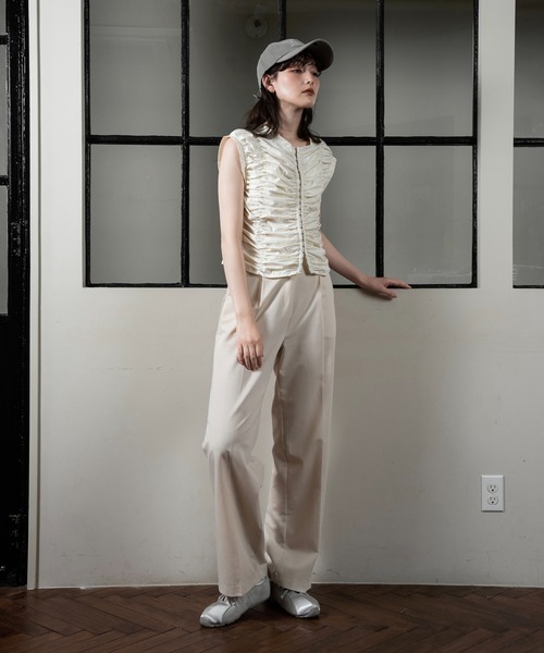 shirring hook sleeveless tops / シャーリングホックスリーブレストップス レディース lawgy shirring hook sleeveless tops / シャーリングホック