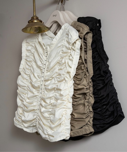 shirring hook sleeveless tops / シャーリングホックスリーブレストップス レディース lawgy shirring hook sleeveless tops / シャーリングホック