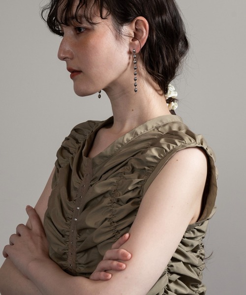 shirring hook sleeveless tops / シャーリングホックスリーブレストップス レディース lawgy shirring hook sleeveless tops / シャーリングホック