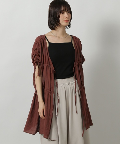 LAKOLE（ラコレ） ブラウス シャツ 半袖 シャーリングチュニック
