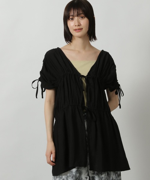 LAKOLE（ラコレ） ブラウス シャツ 半袖 シャーリングチュニック