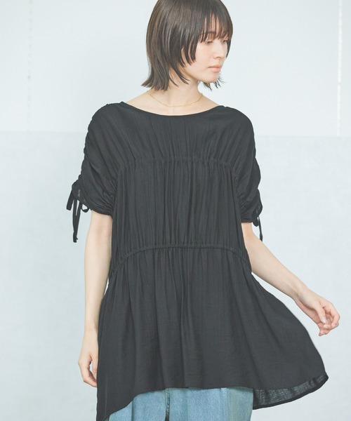 LAKOLE（ラコレ） ブラウス シャツ シャーリングチュニックブラウス