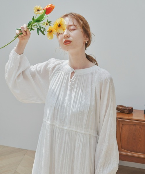 hinari 「hinari」 長袖ワンピース MEDIUM ホワイト レディース
