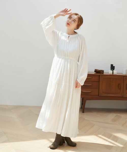 hinari 「hinari」 長袖ワンピース MEDIUM ホワイト レディース