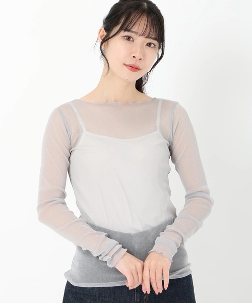tシャツ ナイロンラメチュール_ラメチュールトップス レディース