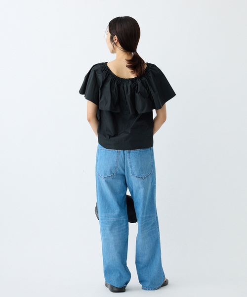 IENA ブラウス シャツ タフタラッフルオフショルトップス