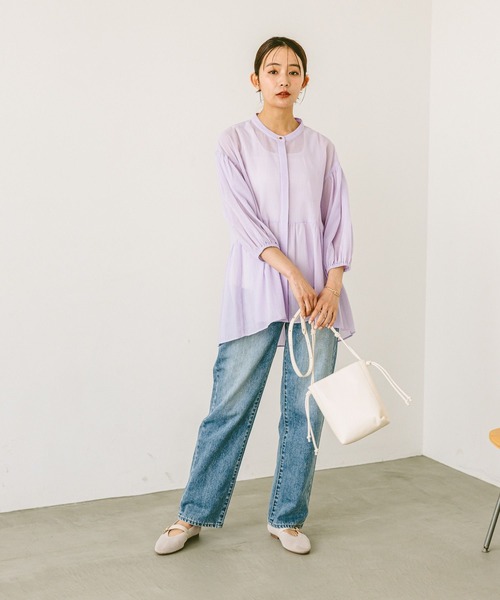 「GLOBAL WORK」 7分袖チュニック LARGE ピンク系その他6 レディース