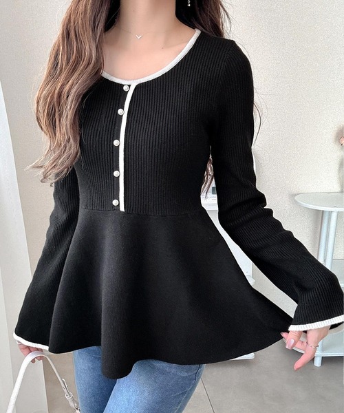 mily bilet ニット セーター 「mily bilet」上品シルエット♪フリルで