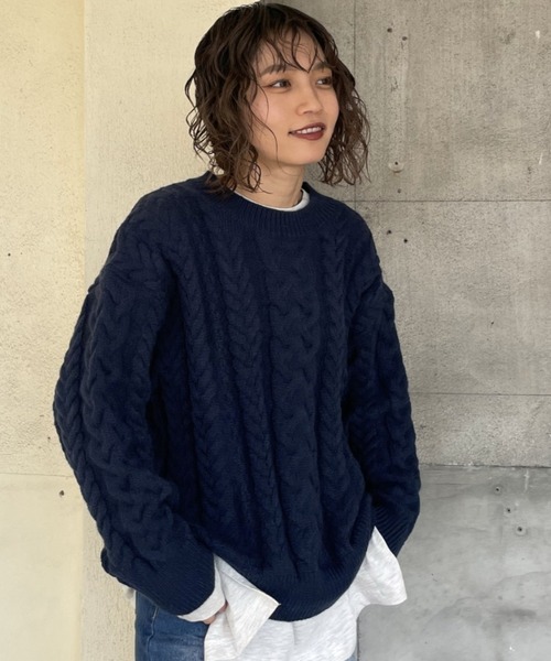 gossara（ゴサラ） ニット セーター ケーブル編みニットプルオーバー