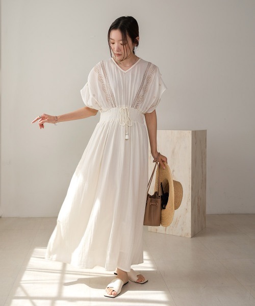 「Bab」 半袖ワンピース M アイボリー レディース_画像9