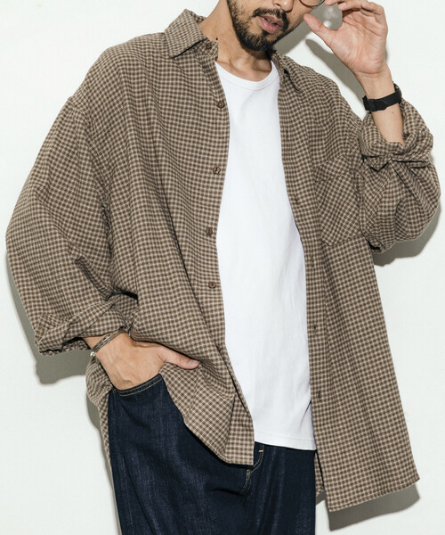 MHL　近年モデル　ゆったり　レギュラーカラーシャツ　ロングスリーブシャツ HINSON シャツ HINSON/ヒンソン レギュラーカラー ロングスリーブ