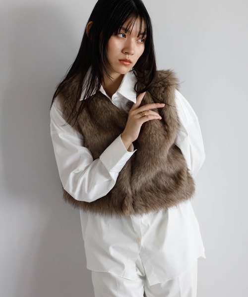 ENC ベスト ジレ cropped fur vest / クロップドファーベスト