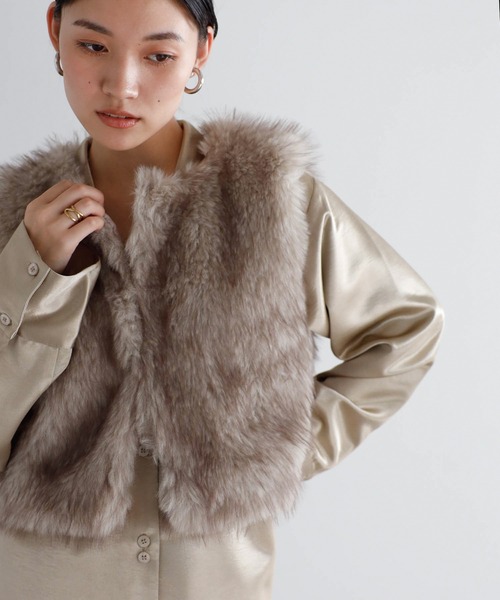 ENC ベスト ジレ cropped fur vest / クロップドファーベスト