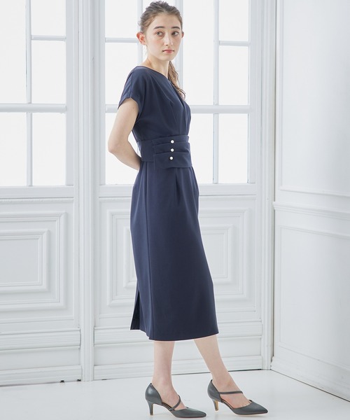 「12Twelve Agenda」 半袖ワンピース M ネイビー レディース_画像3