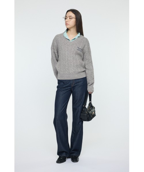 MOUSSY（マウジー） ニット セーター CABLE V NECK ニット レディース