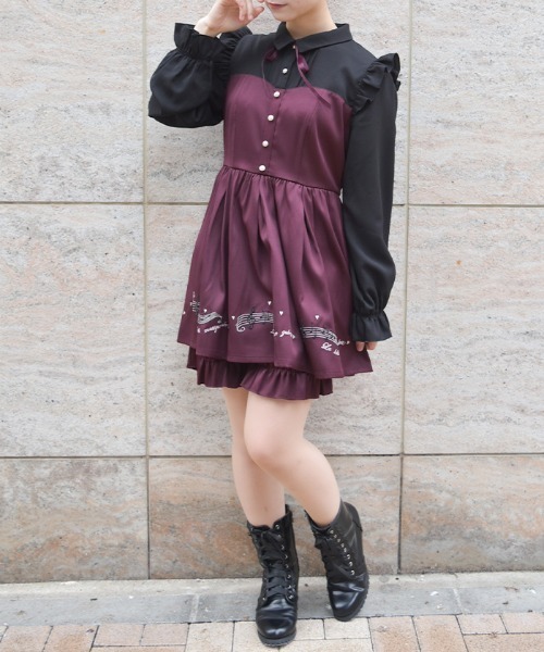 axes femme（アクシーズ ファム） ワンピース メロディー刺繍