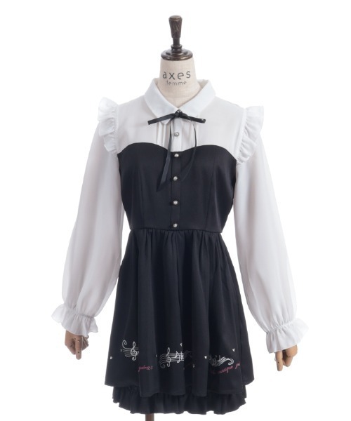 axes femme（アクシーズ ファム） ワンピース メロディー刺繍