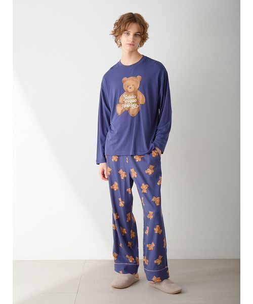 ジェラートピケ　ホリデーセットアップパジャマ gelato pique（ジェラートピケ） パジャマ 「HOLIDAY」「HOMME」ベア柄