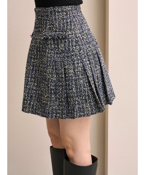 サイドプリーツツイードミニスカート SNIDEL（スナイデル） スカート サイドプリーツツイードミニスカート