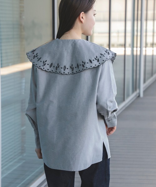 BEAMS HEART（ビームス ハート） ブラウス シャツ 刺繍 ビッグカラー 