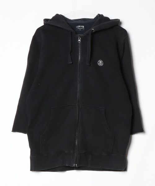 STUSSY（ステューシー） ワンポイントジップアップパーカー L ブラック