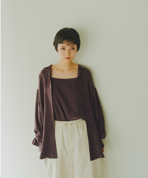 lit ブラウス シャツ Cupra Open Collar Shirt レディース : ZOZOTOWN