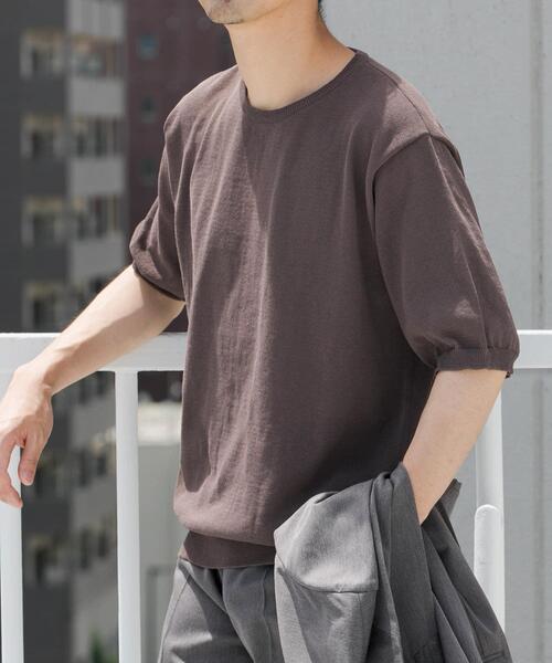 「URBAN RESEARCH ROSSO MEN」 半袖ニット LARGE ライトグレー メンズ_画像2