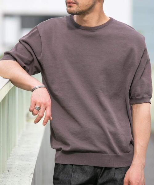 「URBAN RESEARCH ROSSO MEN」 半袖ニット LARGE ライトグレー メンズ_画像9