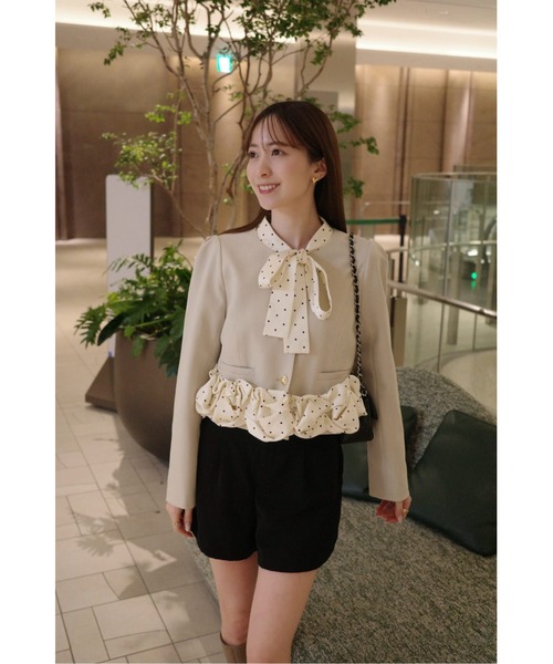 LILY BROWN新品未使用❤️3wayバブルヘムボウタイジャケット❤️ベージュ 3wayバブルヘムボウタイジャケット(ジャケット)｜アウター｜LILY BROWN