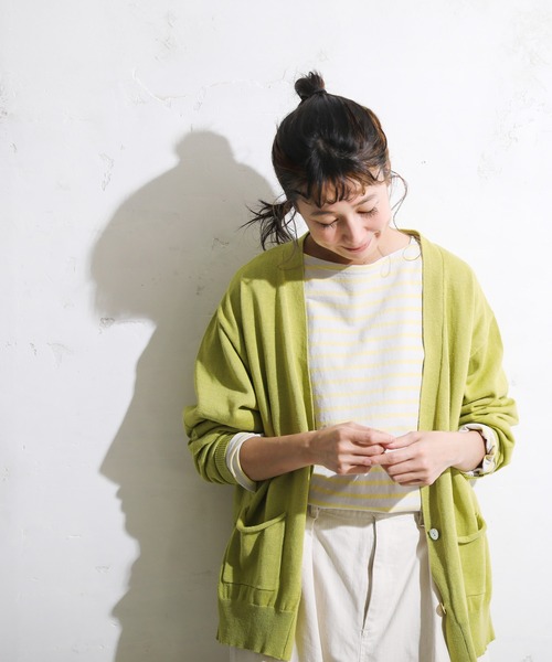 「soulberry」 ニットカーディガン 3L イエロー レディース_画像5