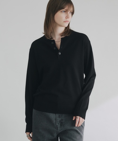 ニット+セーター 90s a.p.c. henry neck black knit cutsew selle glant（セレグランテ） セーター ニット HENRY NECK HIGHGAGE