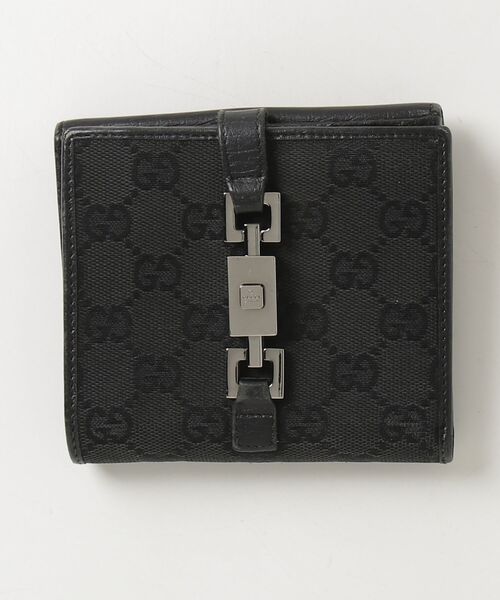 GUCCI（グッチ） ジャッキー GGキャンバス 二つ折り 財布 - ブラック