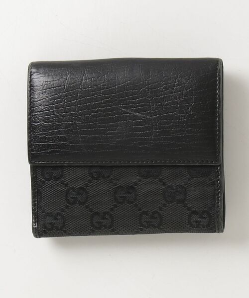 GUCCI（グッチ） ジャッキー GGキャンバス 二つ折り 財布 - ブラック
