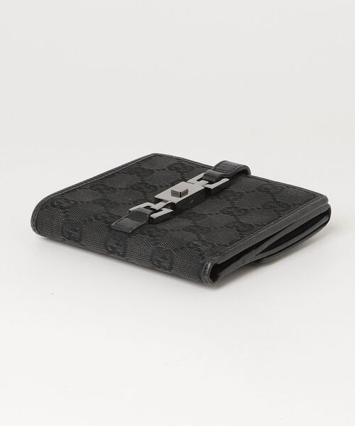 GUCCI（グッチ） ジャッキー GGキャンバス 二つ折り 財布 - ブラック