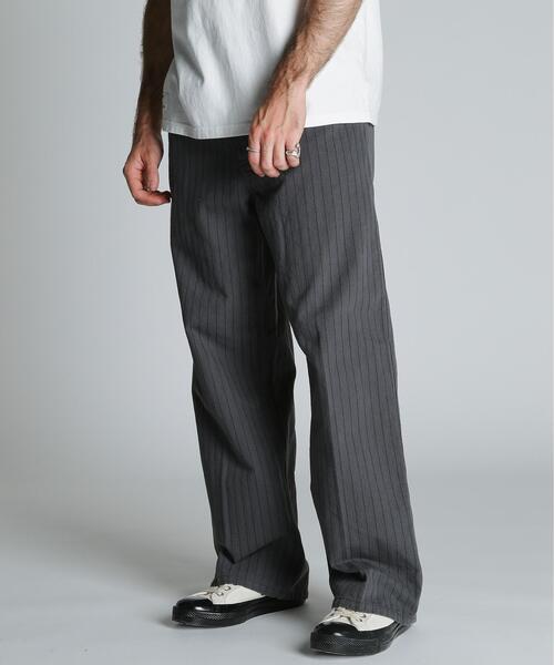 Schott　パンツ　30　ブラック②　ストライプ Schott N.Y.C（ショット） ワイドパンツ パンツ Schott/ショット