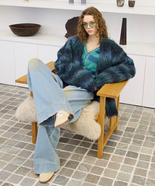 「soerte」 ニットカーディガン 2 ブルー メンズ_画像7