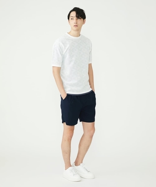「MK MICHEL KLEIN HOMME 」 半袖ニット 46 ネイビー メンズ_画像3