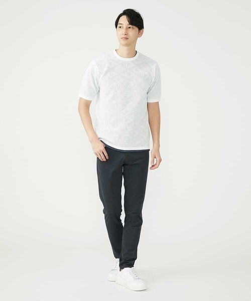 「MK MICHEL KLEIN HOMME 」 半袖ニット 46 ネイビー メンズ_画像6