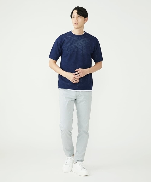 「MK MICHEL KLEIN HOMME 」 半袖ニット 46 ネイビー メンズ_画像8