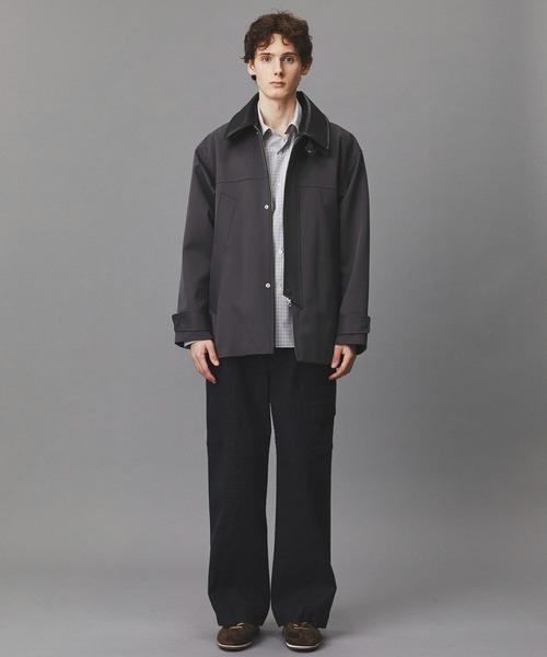 ステンカラーコート コート 2WAYレザーカラーハーフコート    /ジャケット/春服/ブルゾン メンズの画像