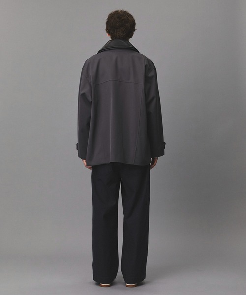 ステンカラーコート コート 2WAYレザーカラーハーフコート    /ジャケット/春服/ブルゾン メンズの画像