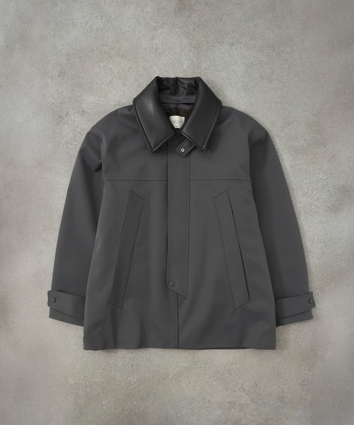 ステンカラーコート コート 2WAYレザーカラーハーフコート    /ジャケット/春服/ブルゾン メンズの画像