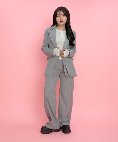 ジャケット テーラードジャケット 「Nora Lily」「elle」Pin Stripe 