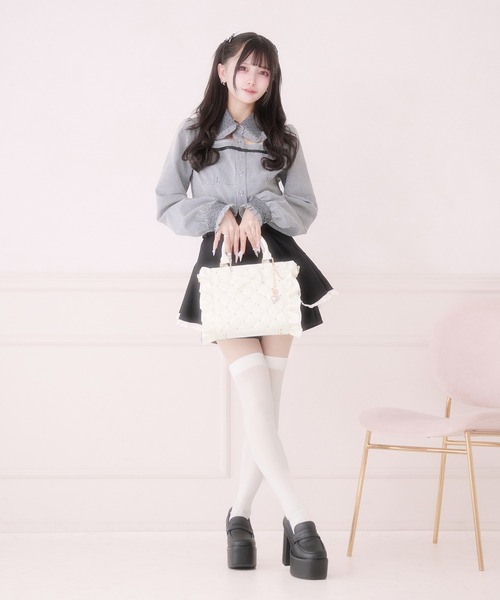 Pal elfyビジュー付きキルティング姫痛バ 白 Pal elfy ショルダーバッグ バッグ ビジュー付きキルティング姫痛バ