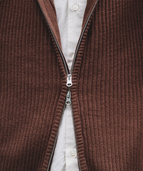 「Adoon plain」 ニットカーディガン MEDIUM ブラウン メンズ_画像2
