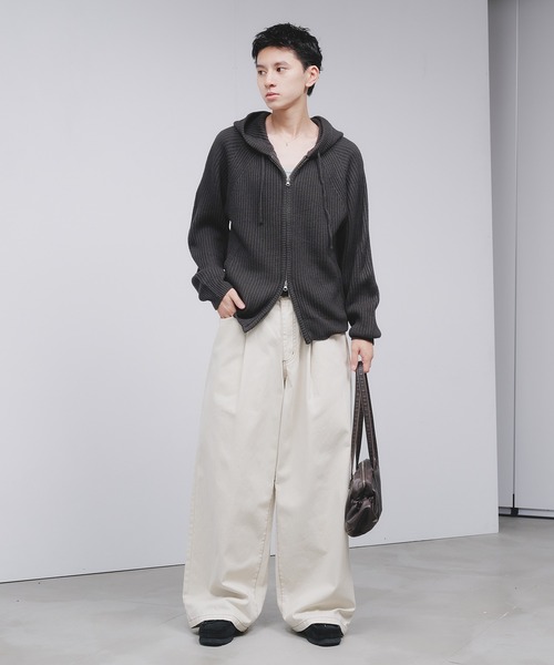 「Adoon plain」 ニットカーディガン MEDIUM ブラウン メンズ_画像5