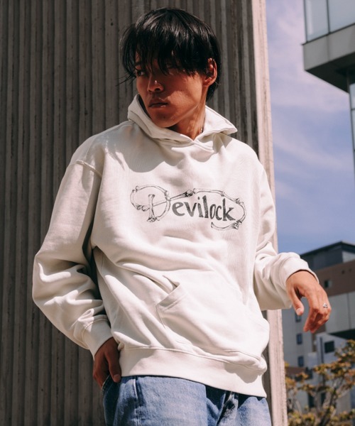 「DEVILOCK」 プルオーバーパーカー M アイボリー メンズ_画像5