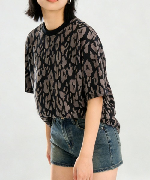 tシャツ 半袖 HOOK for girls レオパード総柄 半袖Tシャツ / アニマル