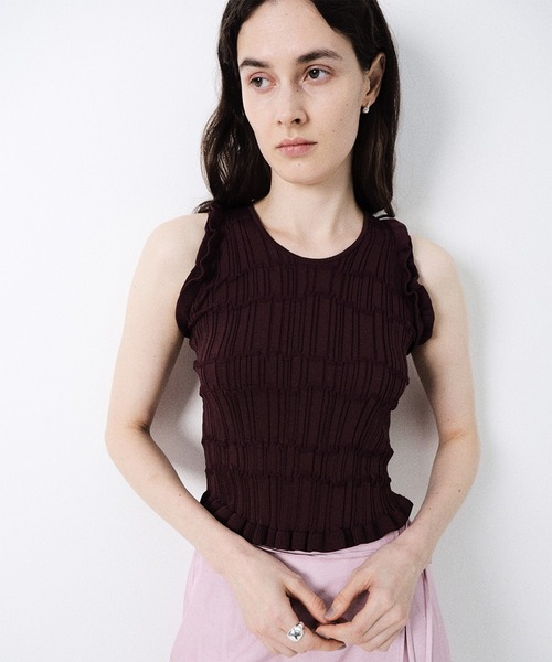 Ameri（アメリ） タンクトップ ノースリーブ MEDI 2WAY WAVY FRILL