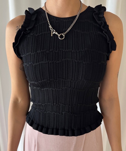 Ameri（アメリ） タンクトップ ノースリーブ MEDI 2WAY WAVY FRILL